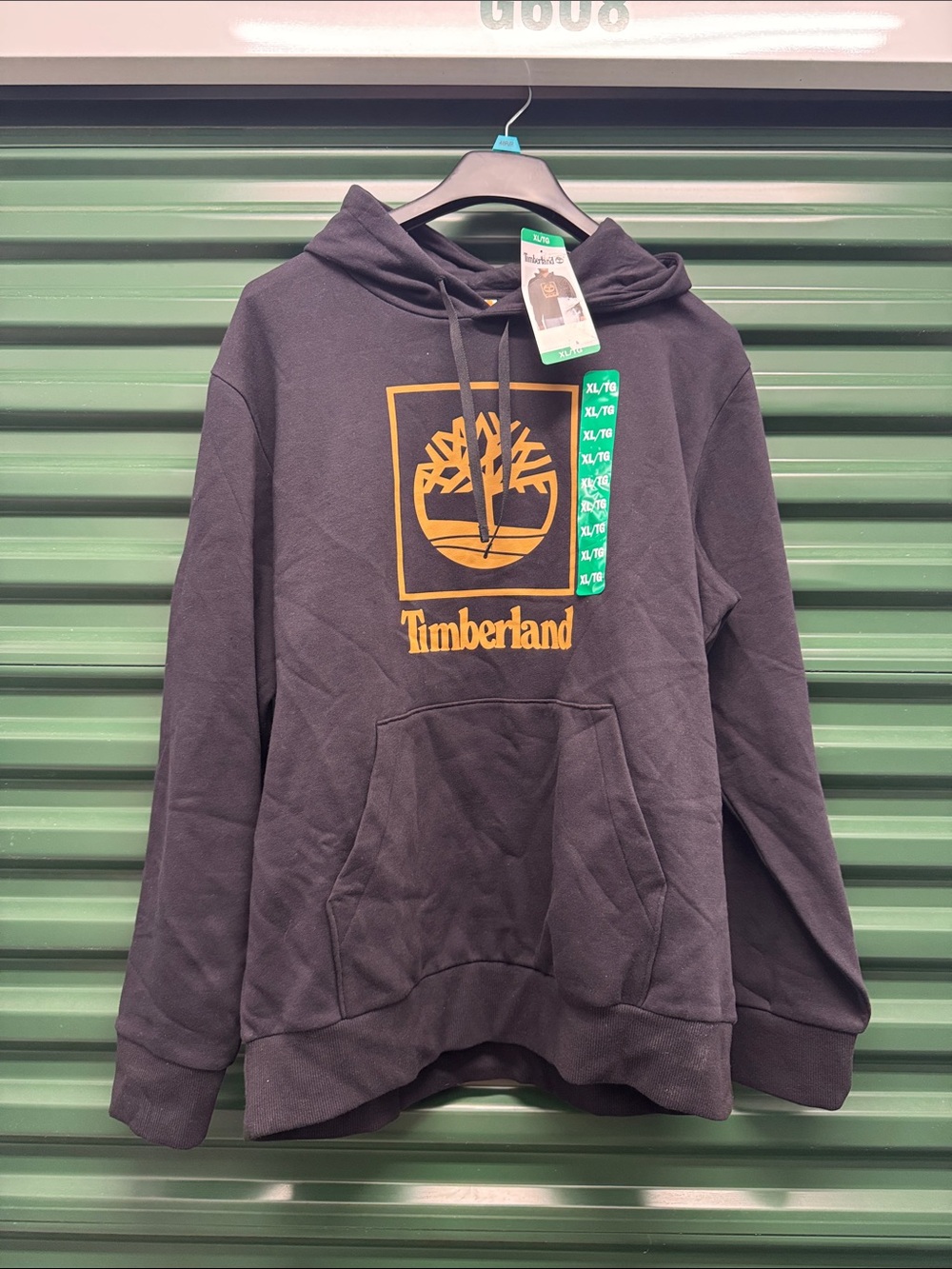 Timberland Men’s Black Crewneck Sweatshirt with Gold Logo Print